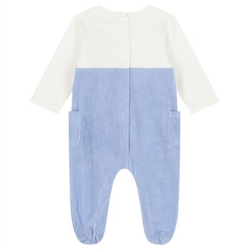 Baby Boys White & Blue Lamb Romper
