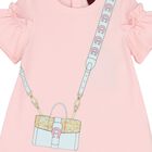 Younger Girls Pink Bag Print Dress, 3, hi-res