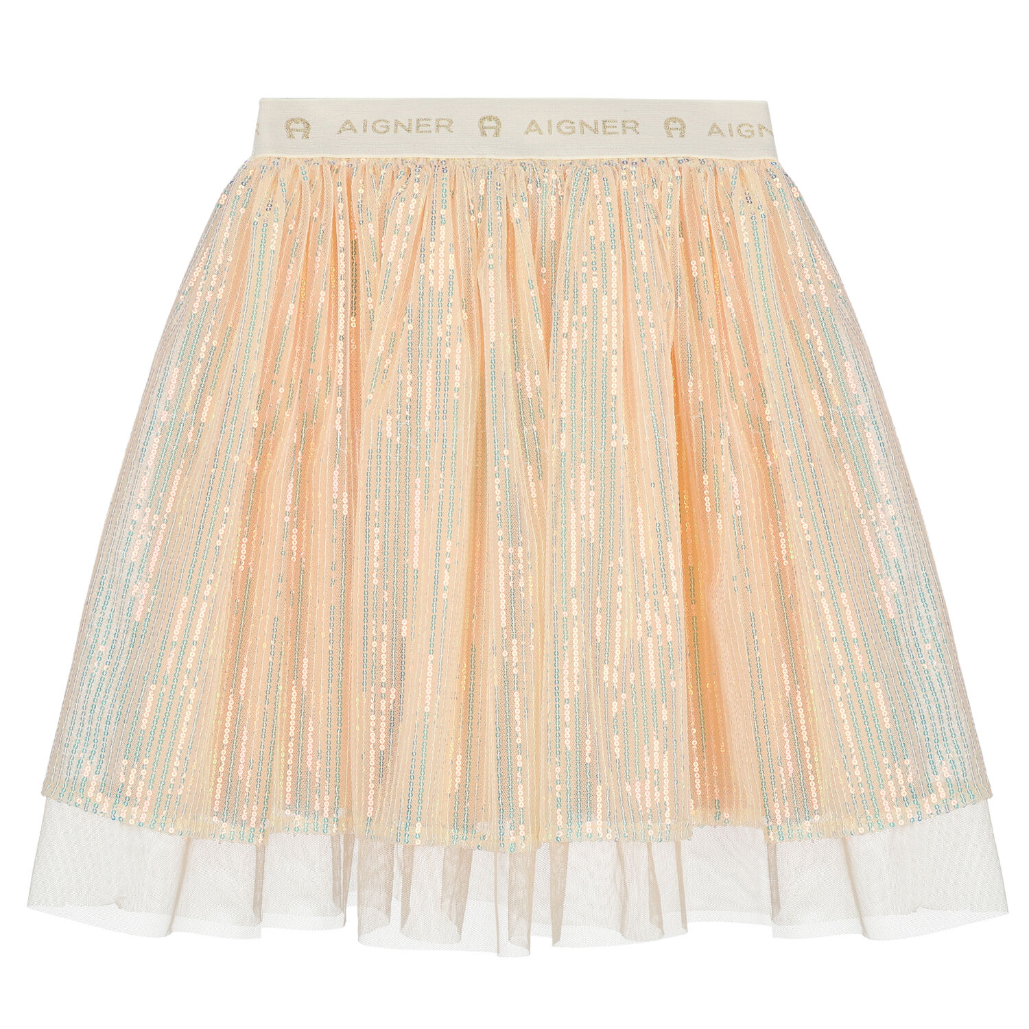 Girls Pink Embellished Sequin Tulle Skirt, 1, hi-res image number null