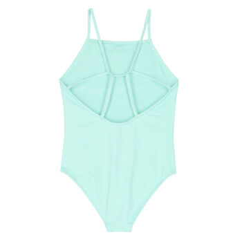 Girls Green Logo Swimsuit