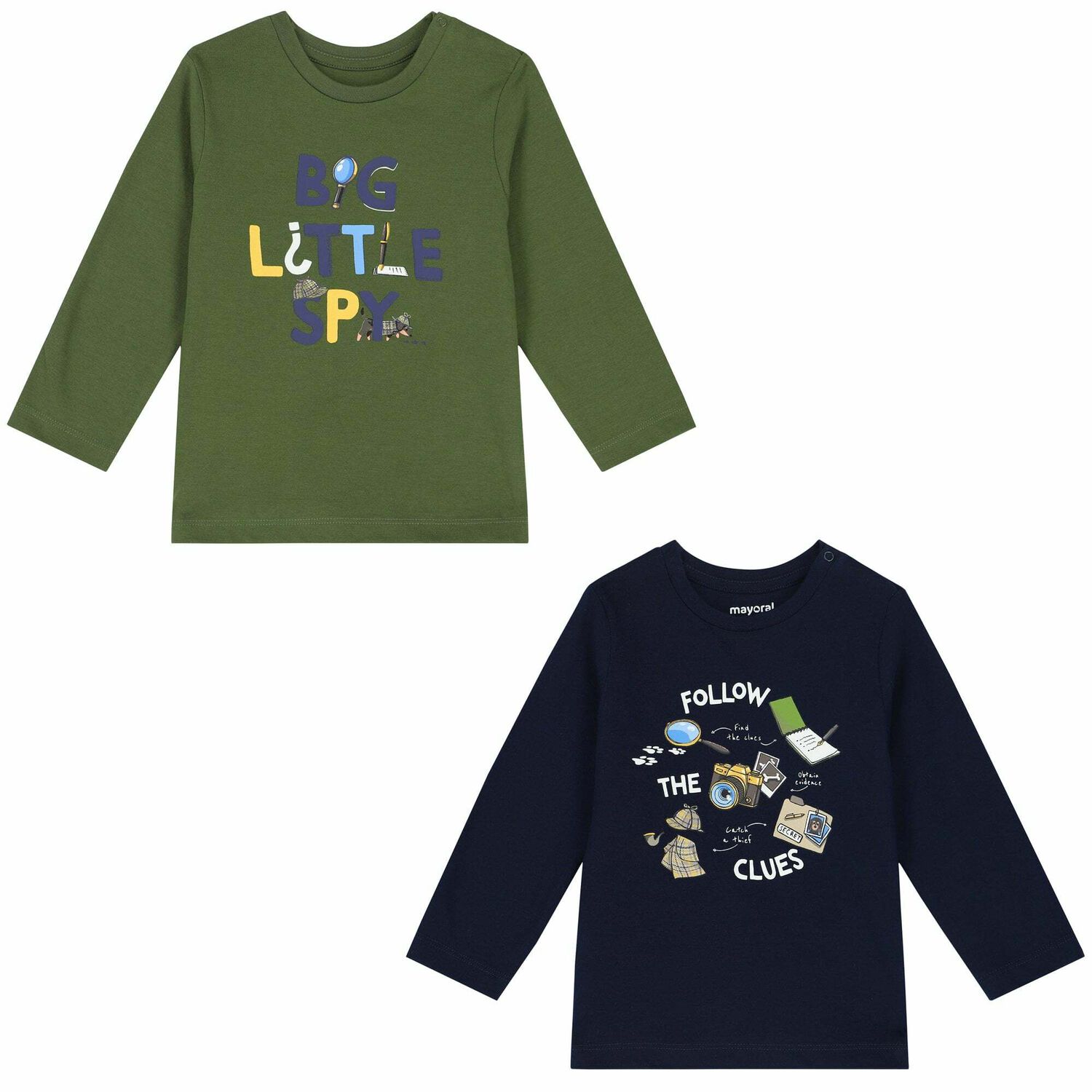 Younger Boys Navy & Green Long Sleeve Tops ( 2-Pack ), 1, hi-res image number null