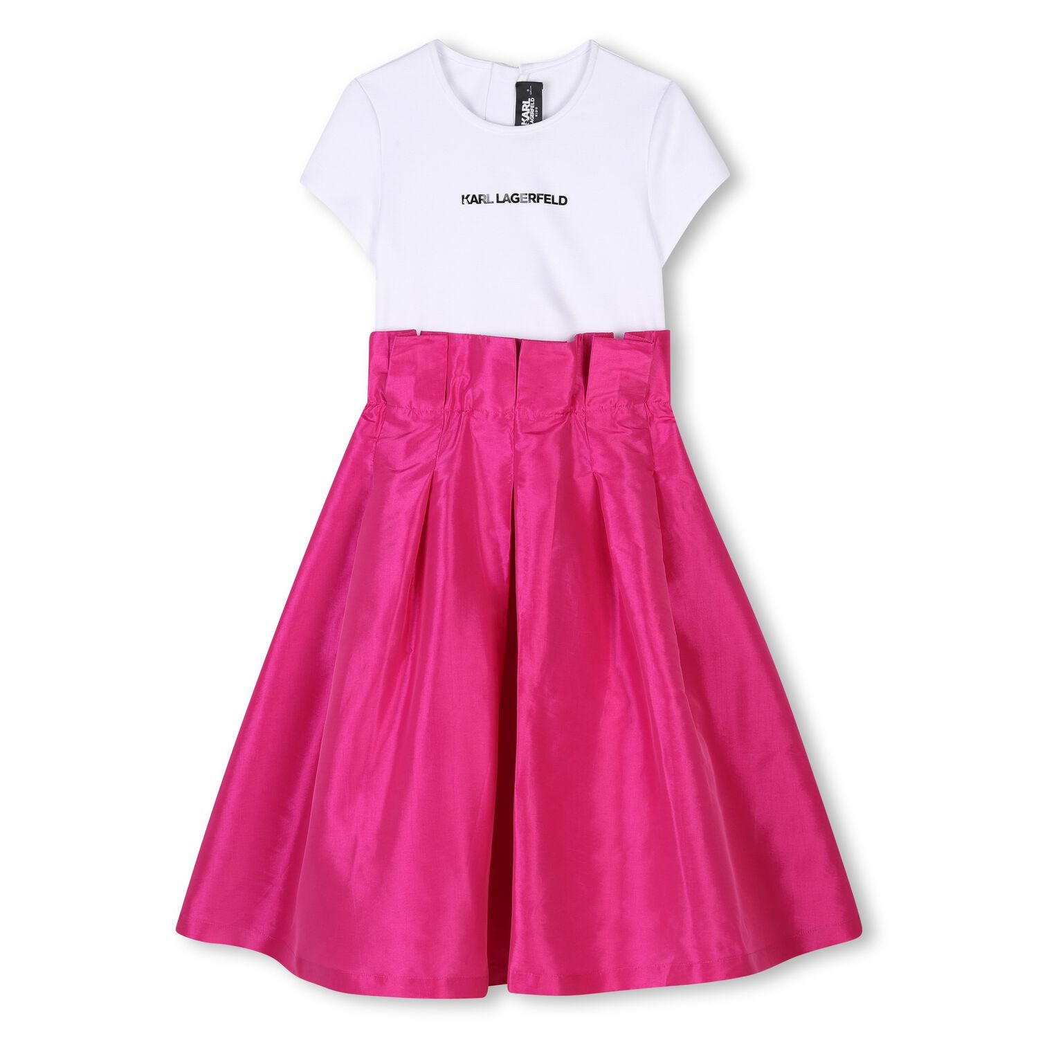 Girls Pink & White Logo Dress, 1, hi-res