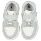 Boys White & Grey Logo Trainers, 1, hi-res