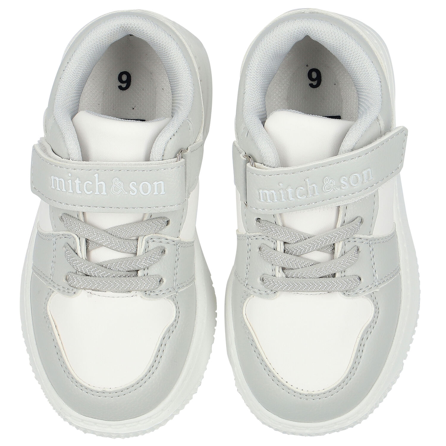 Boys White & Grey Logo Trainers, 1, hi-res image number null