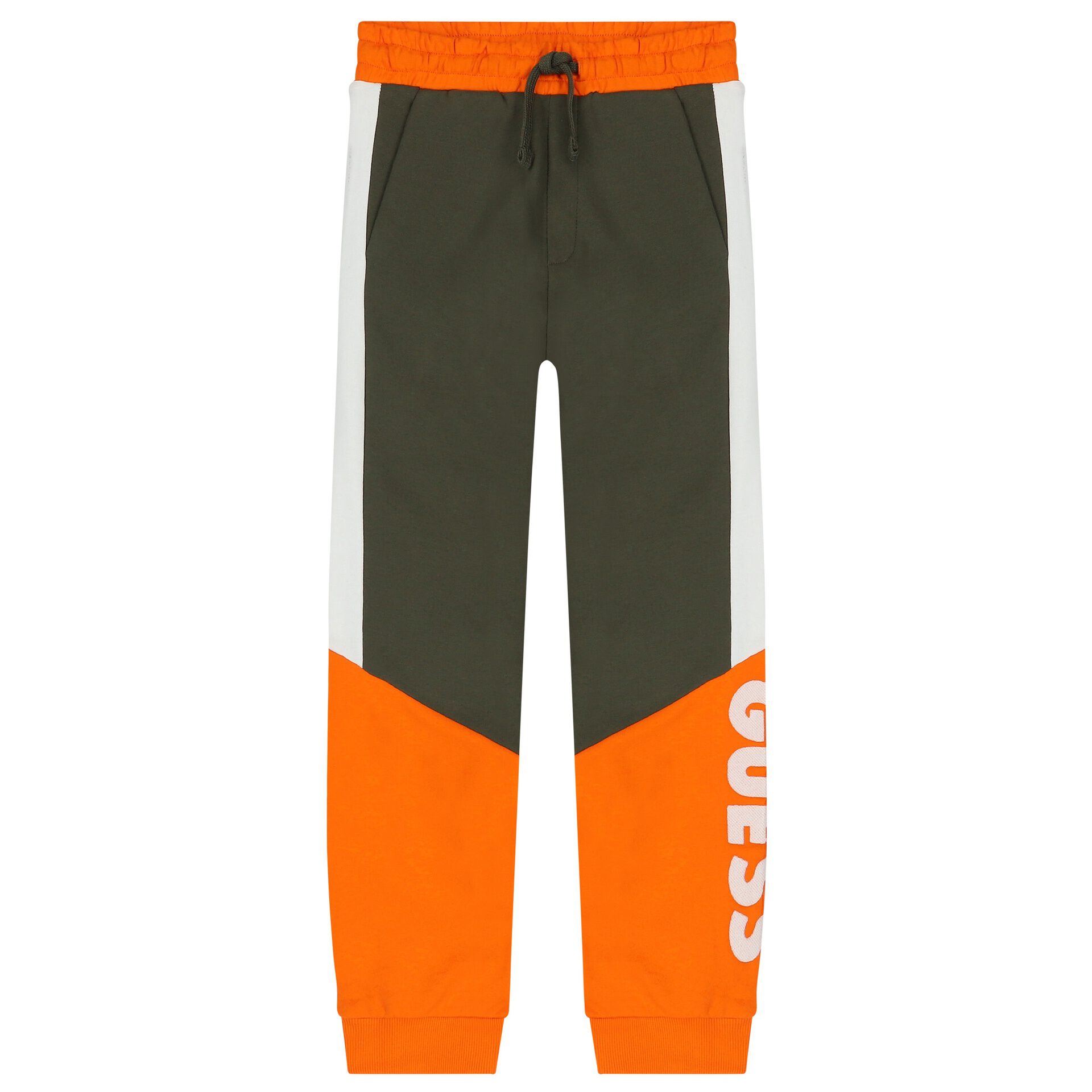 Guess Boys Green Orange Logo Joggers Junior Couture