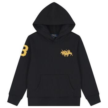 Boys Black Logo Hooded Top 