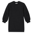 Girls Black Logo Dress, 2, hi-res