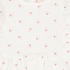 Baby Girls White & Pink Logo Romper, 1, hi-res