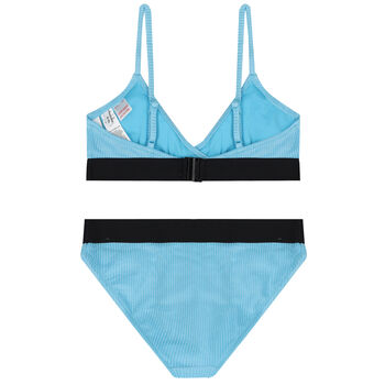 Girls Aqua Logo Ribbed Bikini