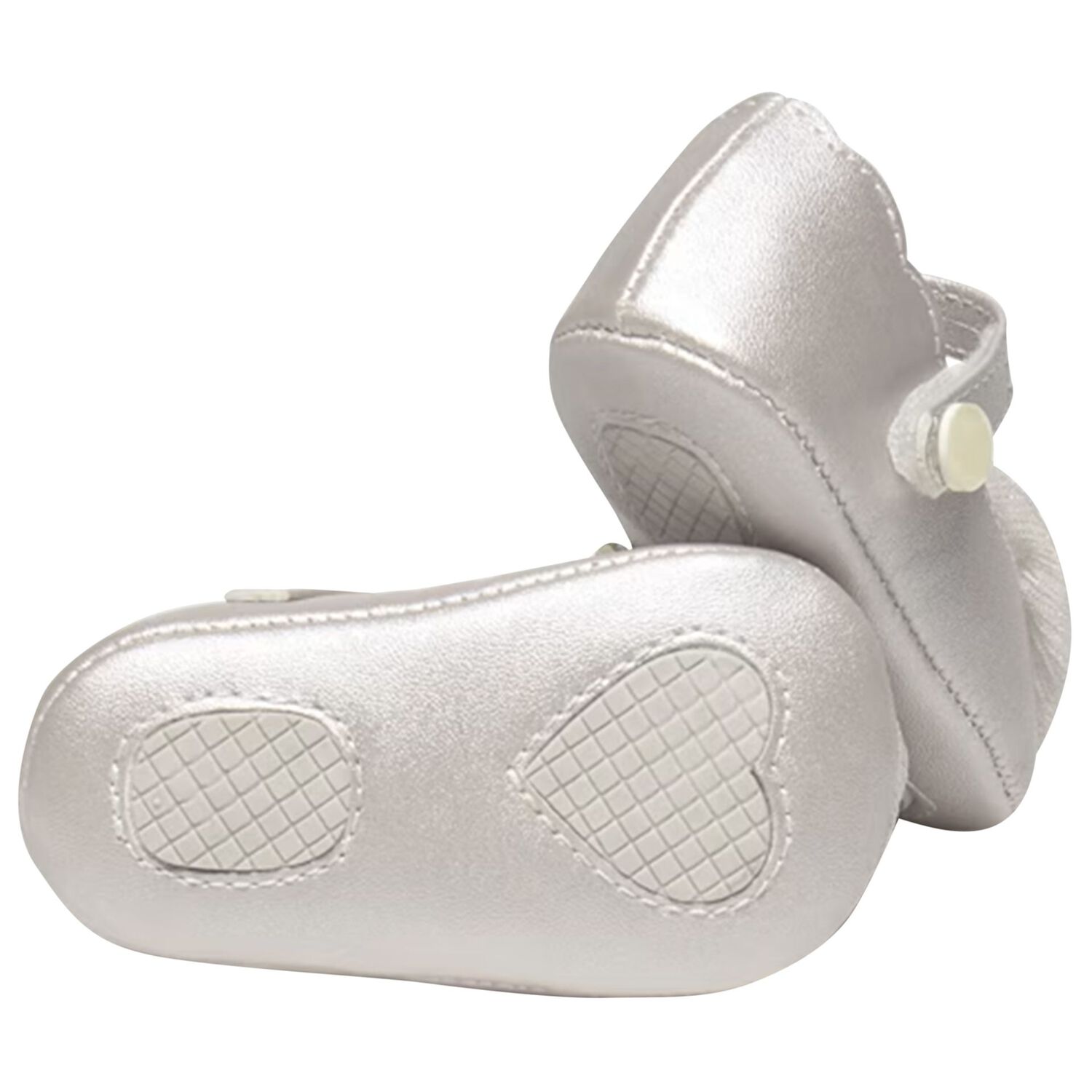 Baby Girls Silver Flower Pre Walker Shoes, 2, hi-res image number null