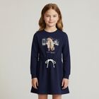 Girls Navy Blue Polo Bear Dress, 1, hi-res