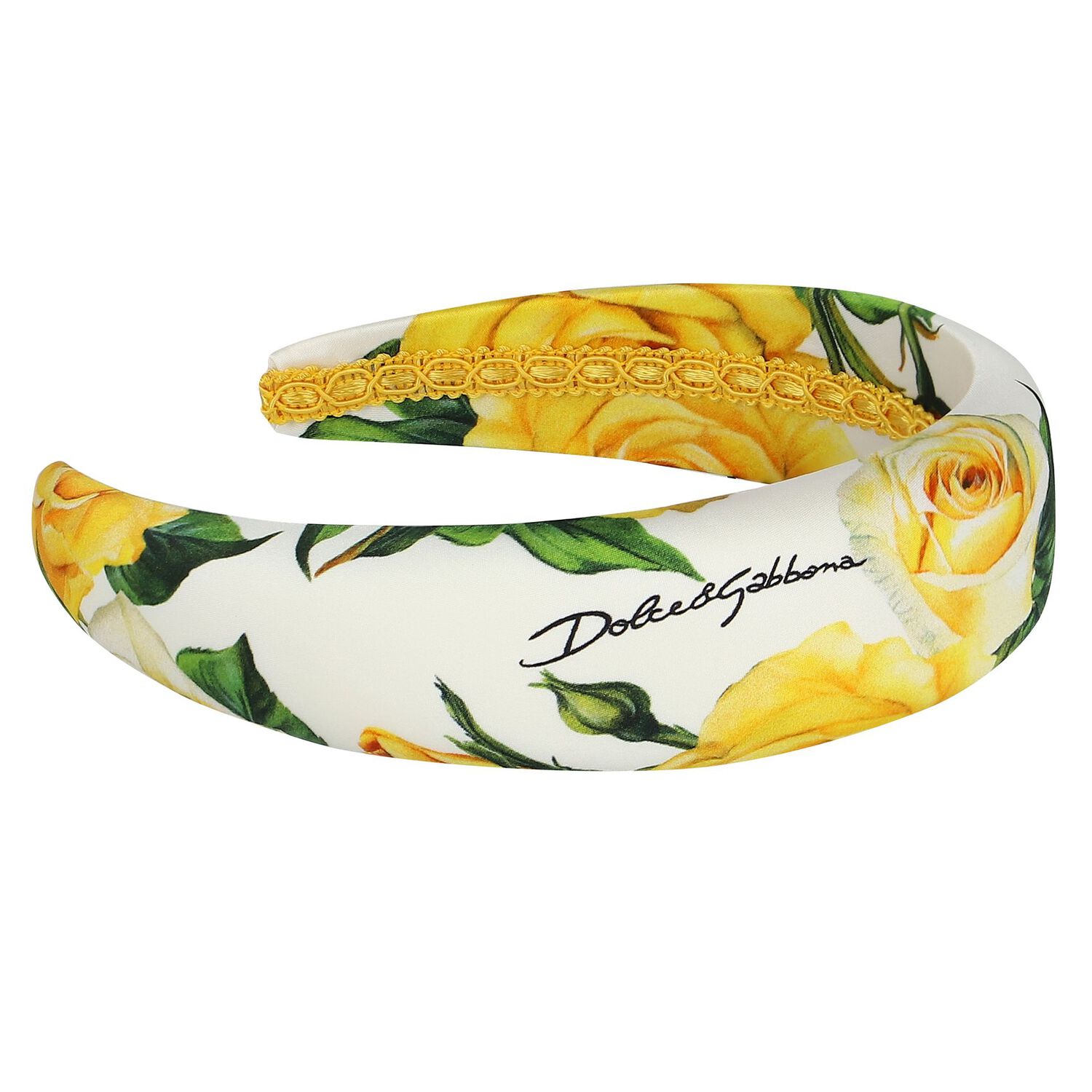 Dolce & Gabbana Girls Yellow & White Floral Padded Headband  display picture 2