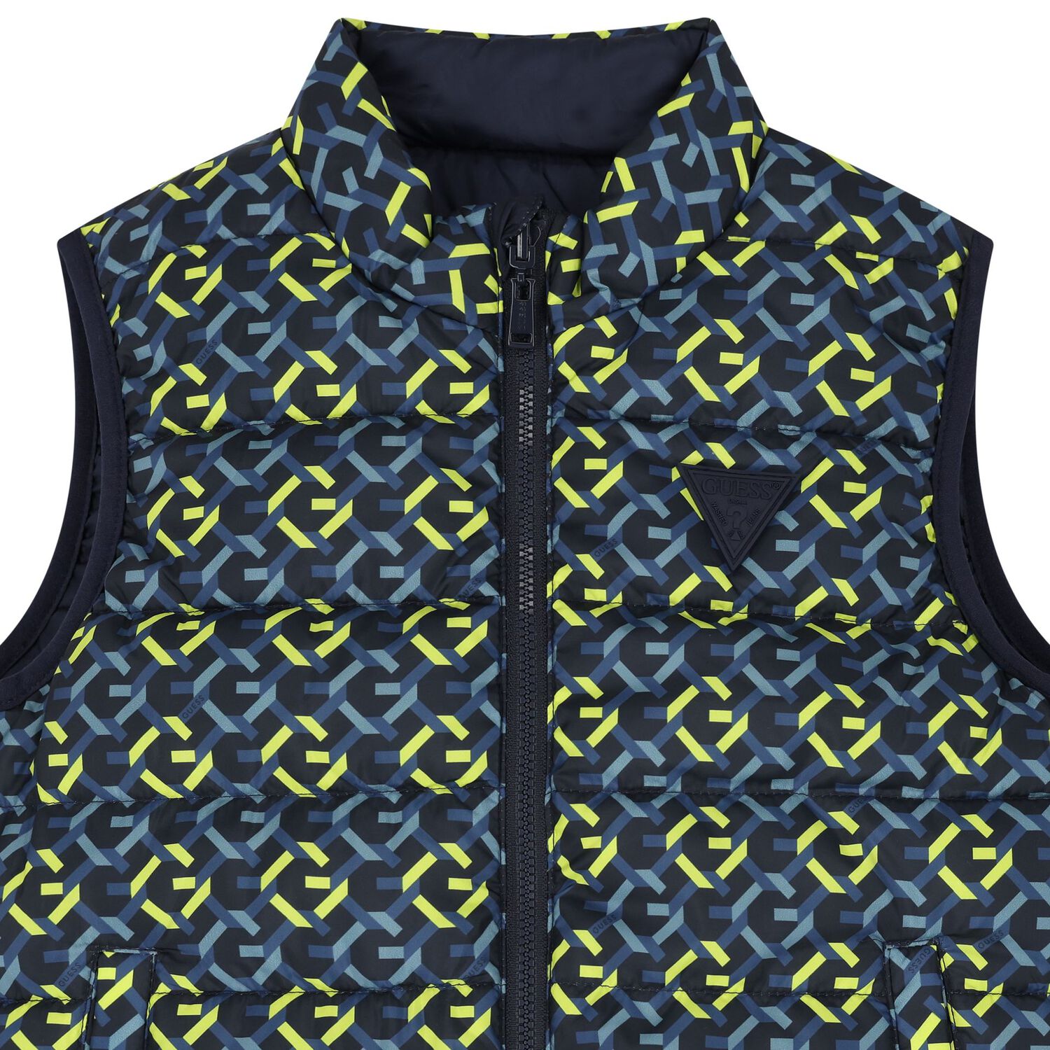 Boys Navy Blue Logo Reversible Gilet, 1, hi-res image number null
