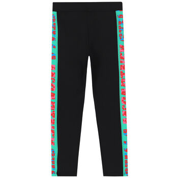 Girls Black Logo Leggings