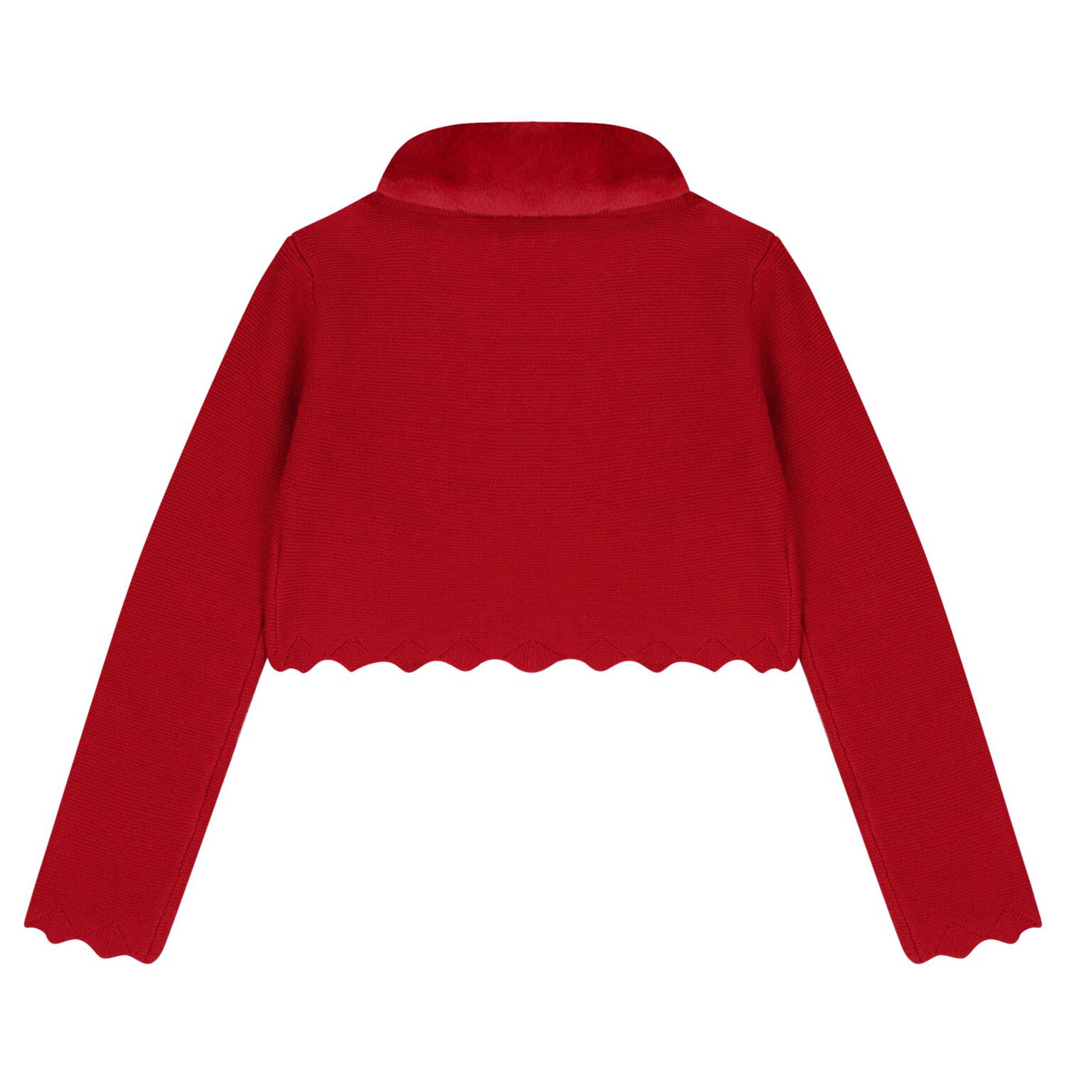 كارديجان بنات بياقه من الفرو باللون الاحمر , 3, hi-res