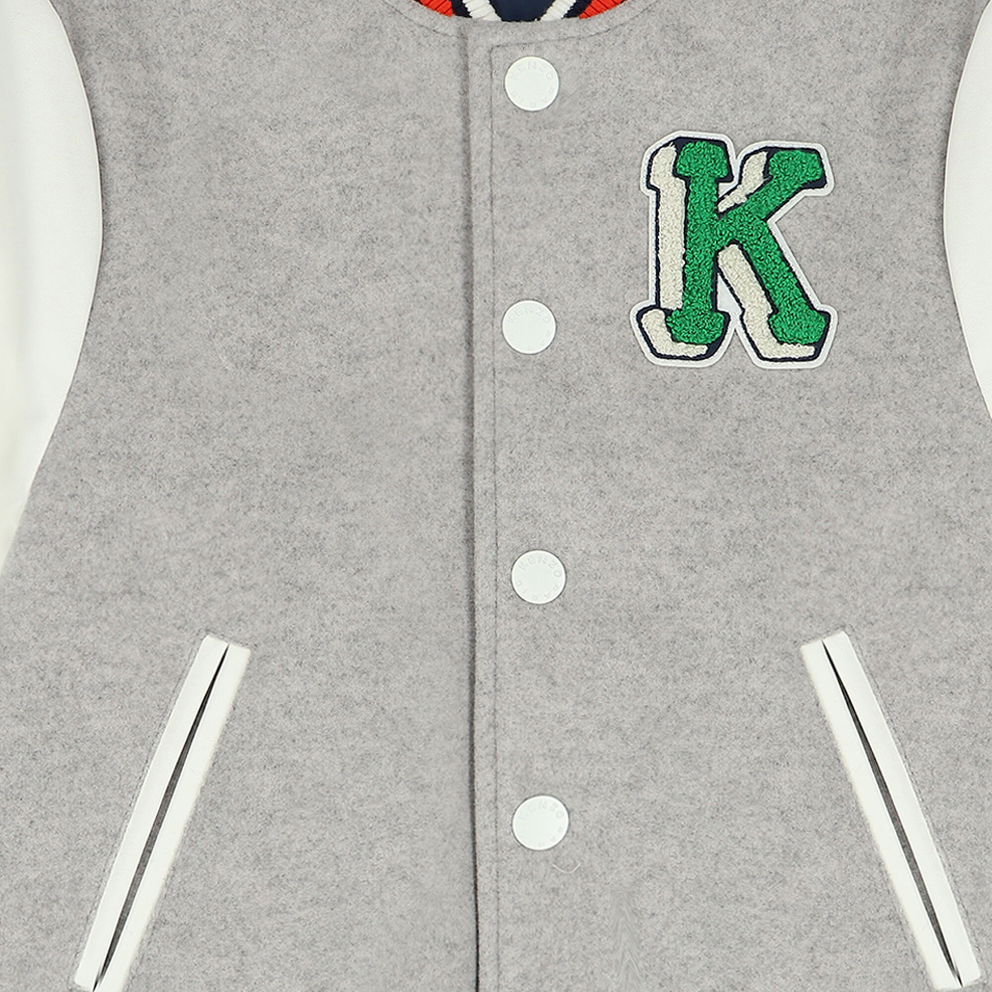 KENZO KIDS Boys Grey & Ivory Logo Varsity Jacket | Junior KENZO KIDS Boys Grey & Ivory Logo Varsity Jacket | Junior