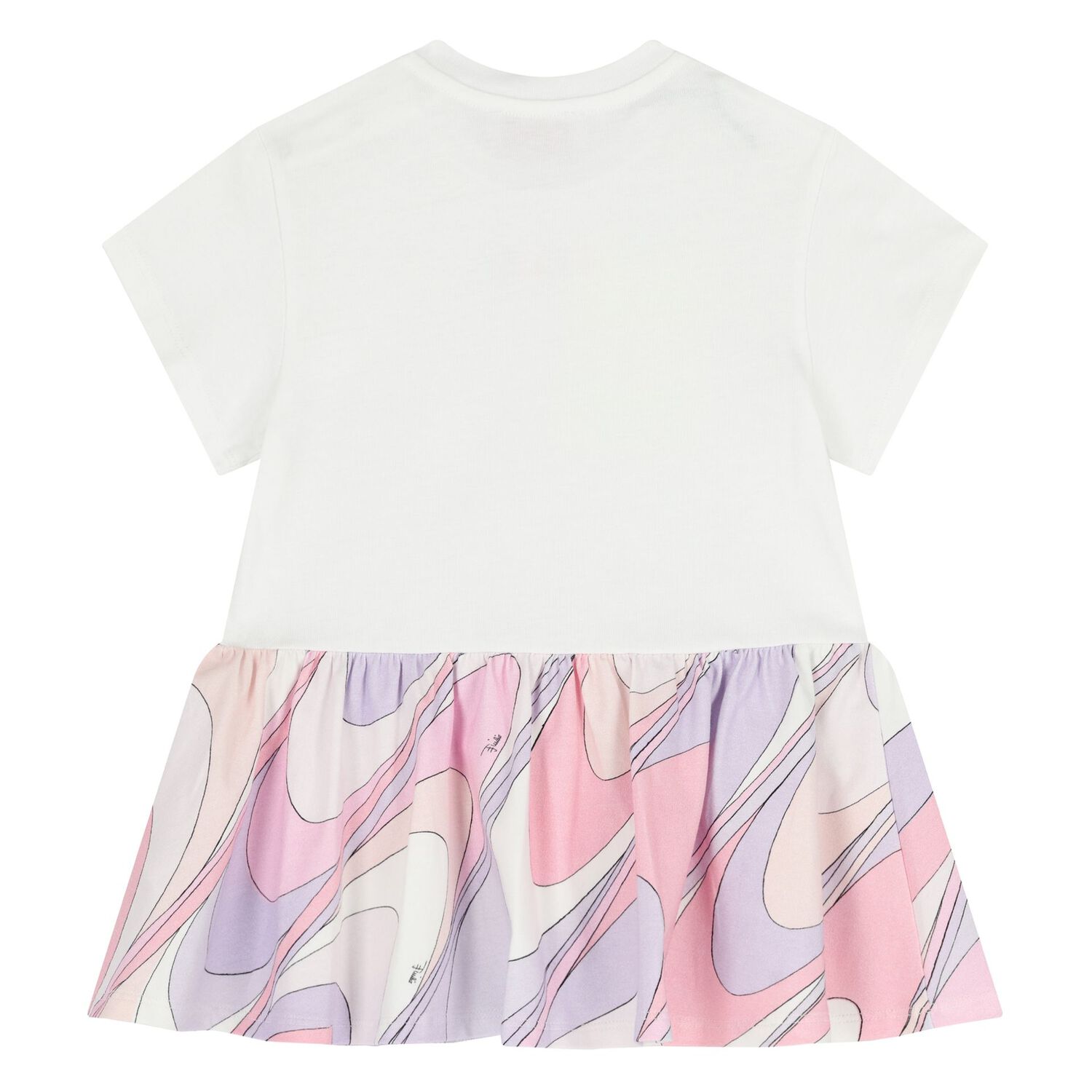 Younger Girls White & Pink Logo Dress, 1, hi-res