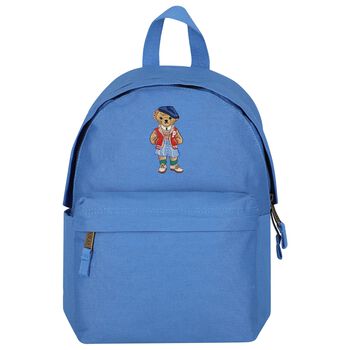 حقيبة ظهر أولاد بطبعة الدب باللون الأزرق