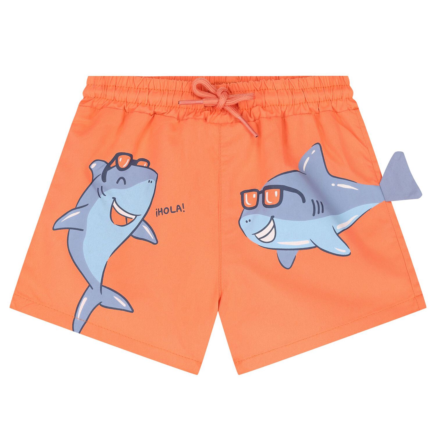 Younger Boys Orange Shark Swim Shorts Set, 3, hi-res