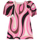 Girls Pink Vortice Logo Dress, 1, hi-res