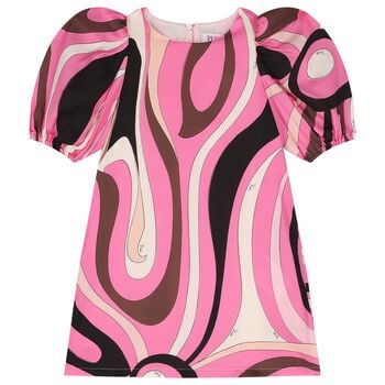 Girls Pink Vortice Logo Dress