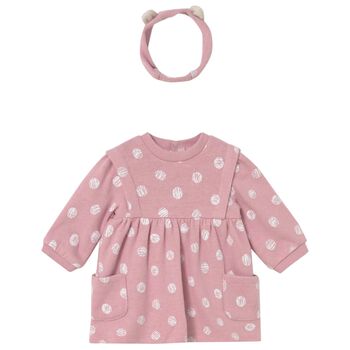 Baby Girls Pink Polka Dots Dress Set