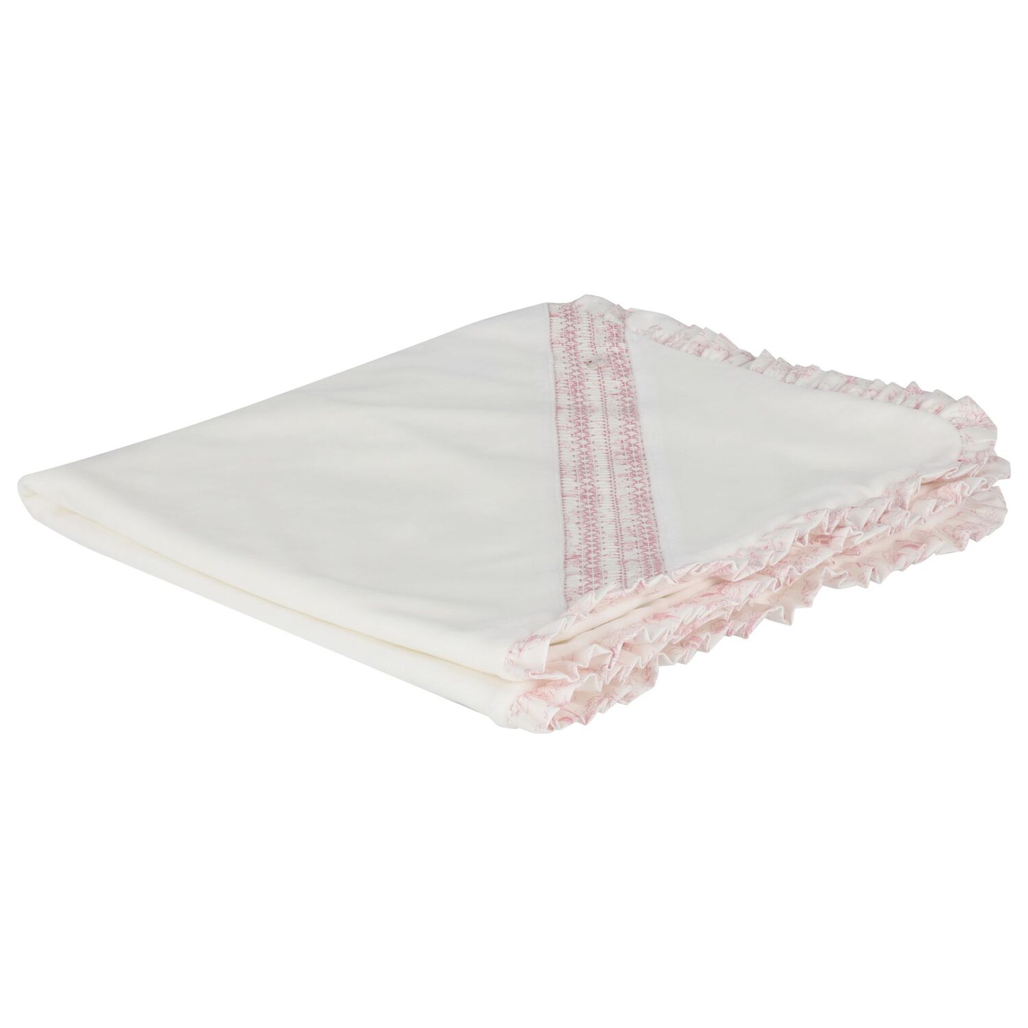 Baby Girls Ivory Ruffled Blanket, 1, hi-res