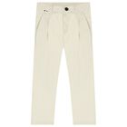 Boys Mini Me Beige Trousers, 1, hi-res
