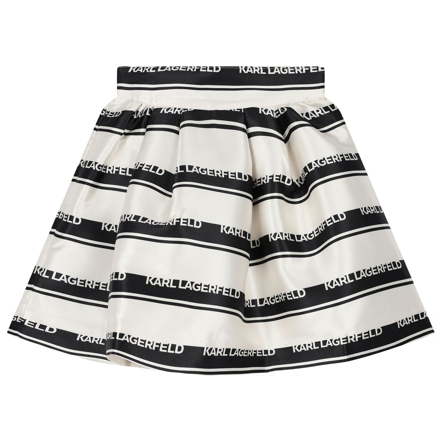 Girls Ivory & Black Striped Skirt, 1, hi-res
