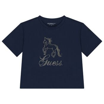 Girls Navy Blue Logo T-Shirt