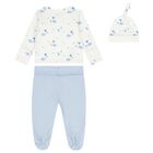 Baby Boys Ivory & Blue Balloon 2 Piece Babygrow Set, 1, hi-res