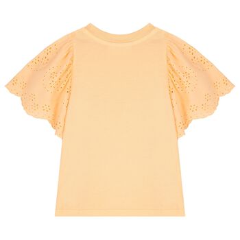 Girls Orange Broderie Anglaise Top