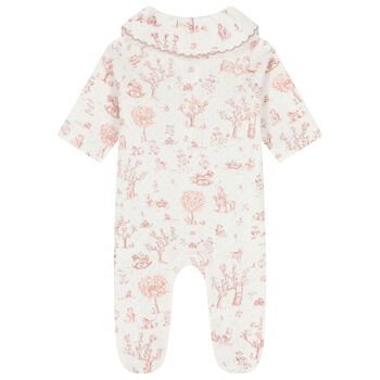Baby Girls Ivory & Pink Teddy Bear Babygrow