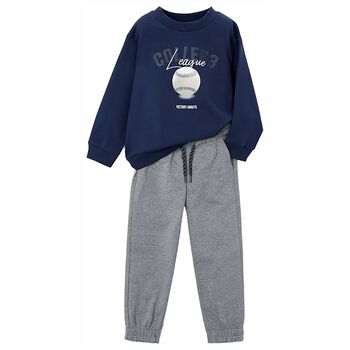 Boys Navy Blue & Grey Tracksuit