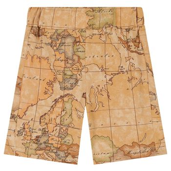 Boys Beige Geo Map Shorts