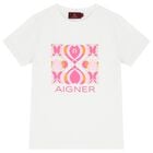 Girls White & Pink Logo T-Shirt, 1, hi-res