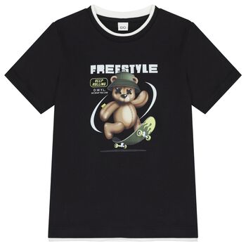Boys Black Teddy Bear T-Shirt
