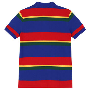 Boys Multi-Colored Striped Logo Polo Shirt
