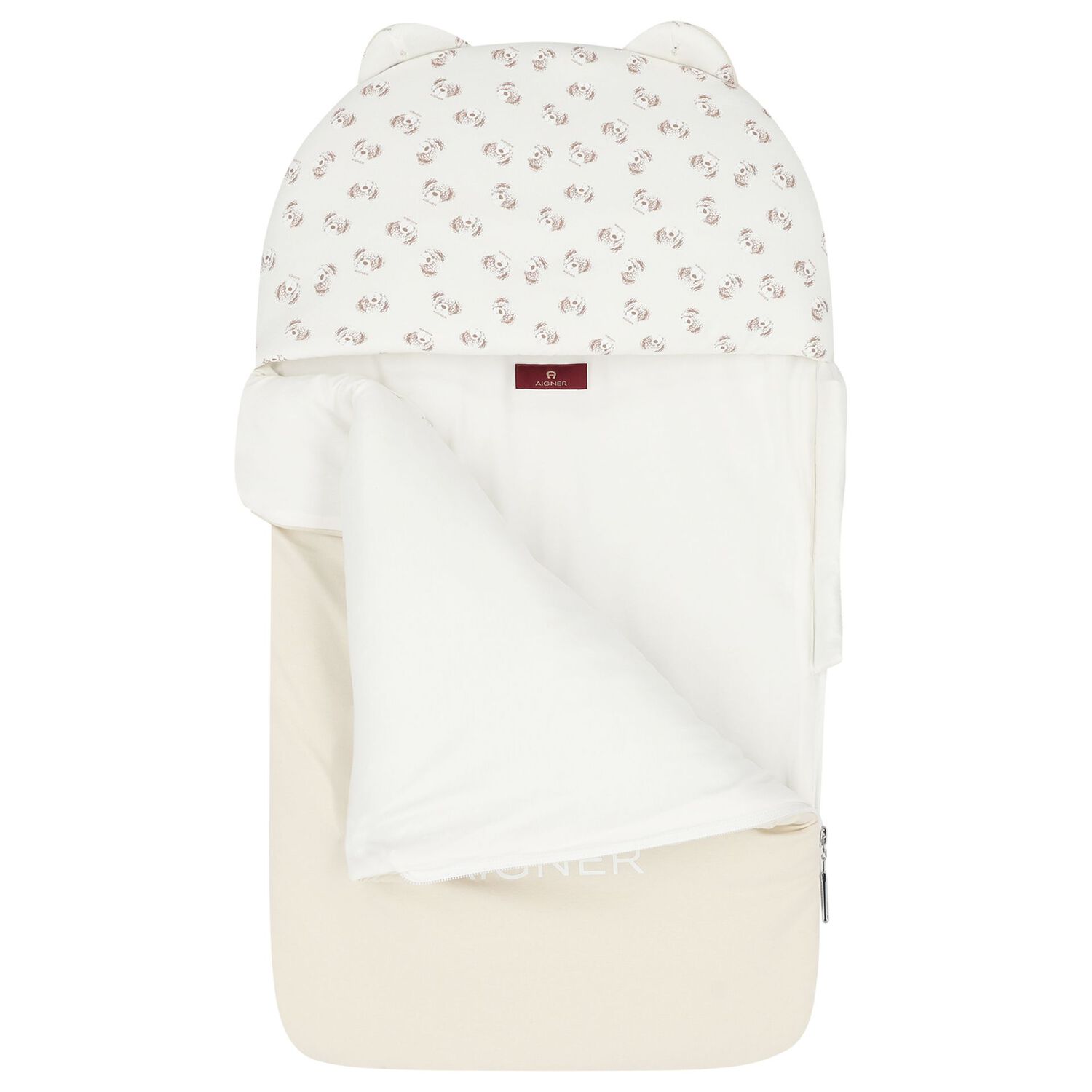 Beige & Ivory Teddy Bear Logo Baby Nest, 1, hi-res