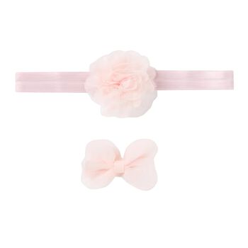 Baby Girls Pink Flower Headband & Clip Set