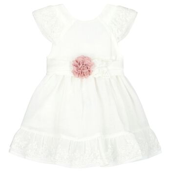 Younger Girls White Flower Dress