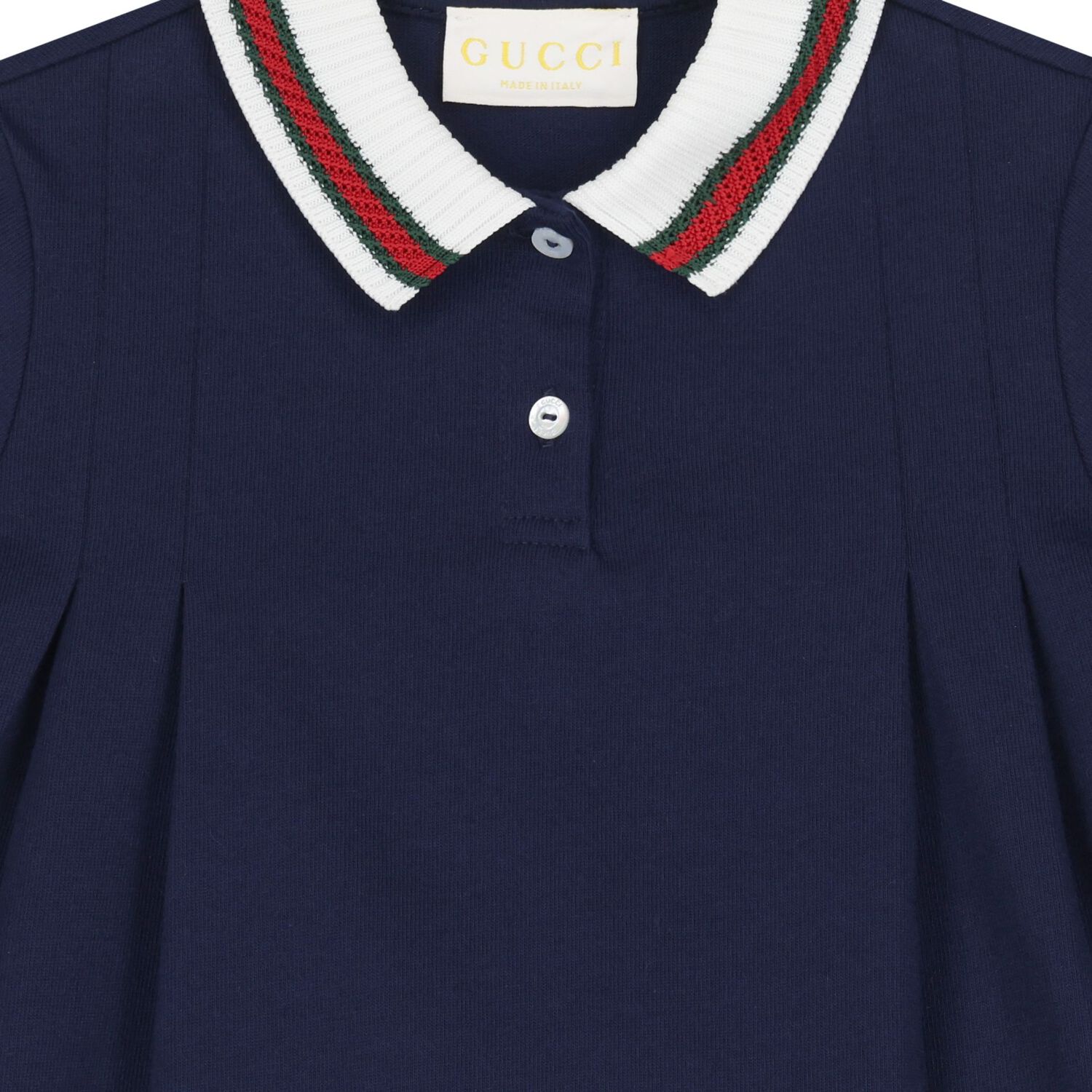 Younger Girls Navy Blue Web Striped Dress, 1, hi-res