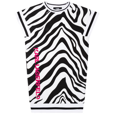 Girls White & Black Zebra Dress