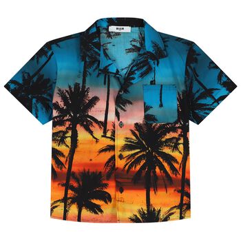 Boys Orange & Blue Palm Tree Shirt