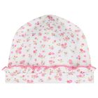 Baby Girls White & Pink Rose Renaissance Hat, 1, hi-res