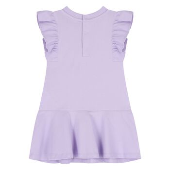 Younger Girls Purple Teddy Bear Ruffled Dress
