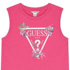 Girls Pink Floral Logo Dress, 2, hi-res