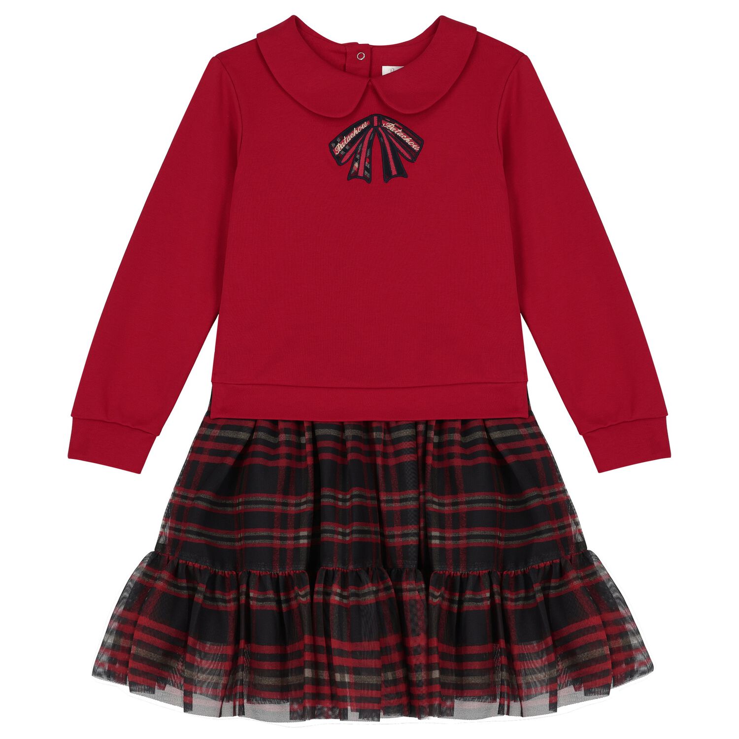Girls Red & Navy Blue Tartan Dress, 1, hi-res image number null