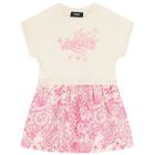Girls Ivory & Pink Underwater Barocco Dress, 1, hi-res