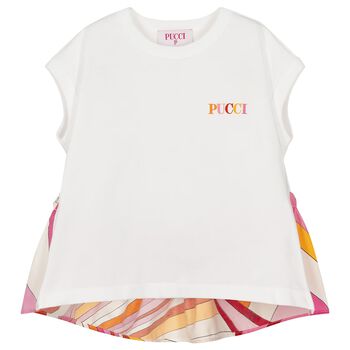 Girls White Logo Iride T-Shirt